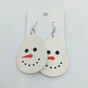 Snowman faux leather earrings